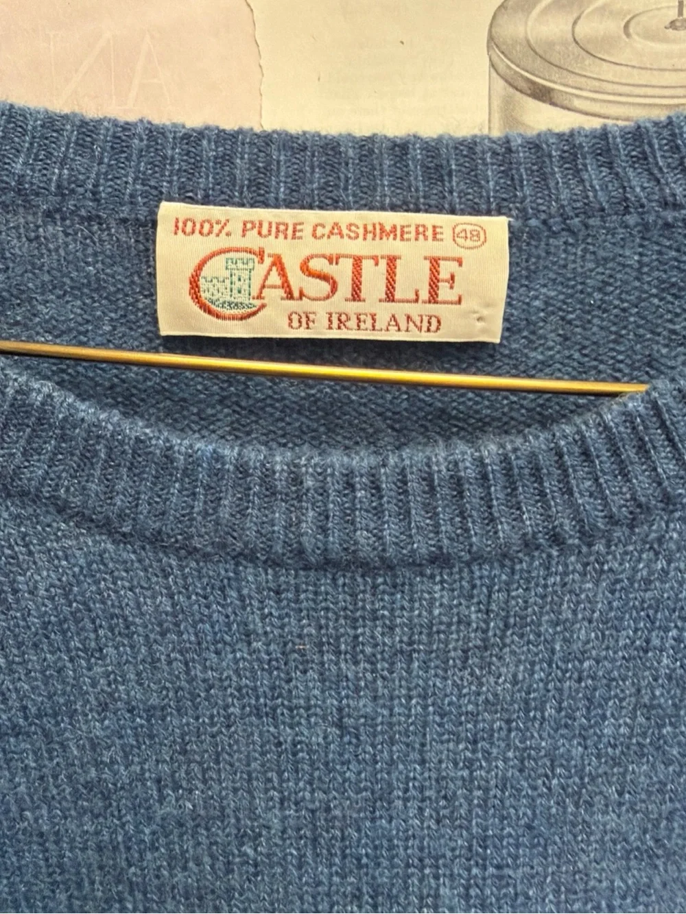 Vintage Castle of Ireland Men's Crewneck 100% Cashmere Sweater Size 48-XL
